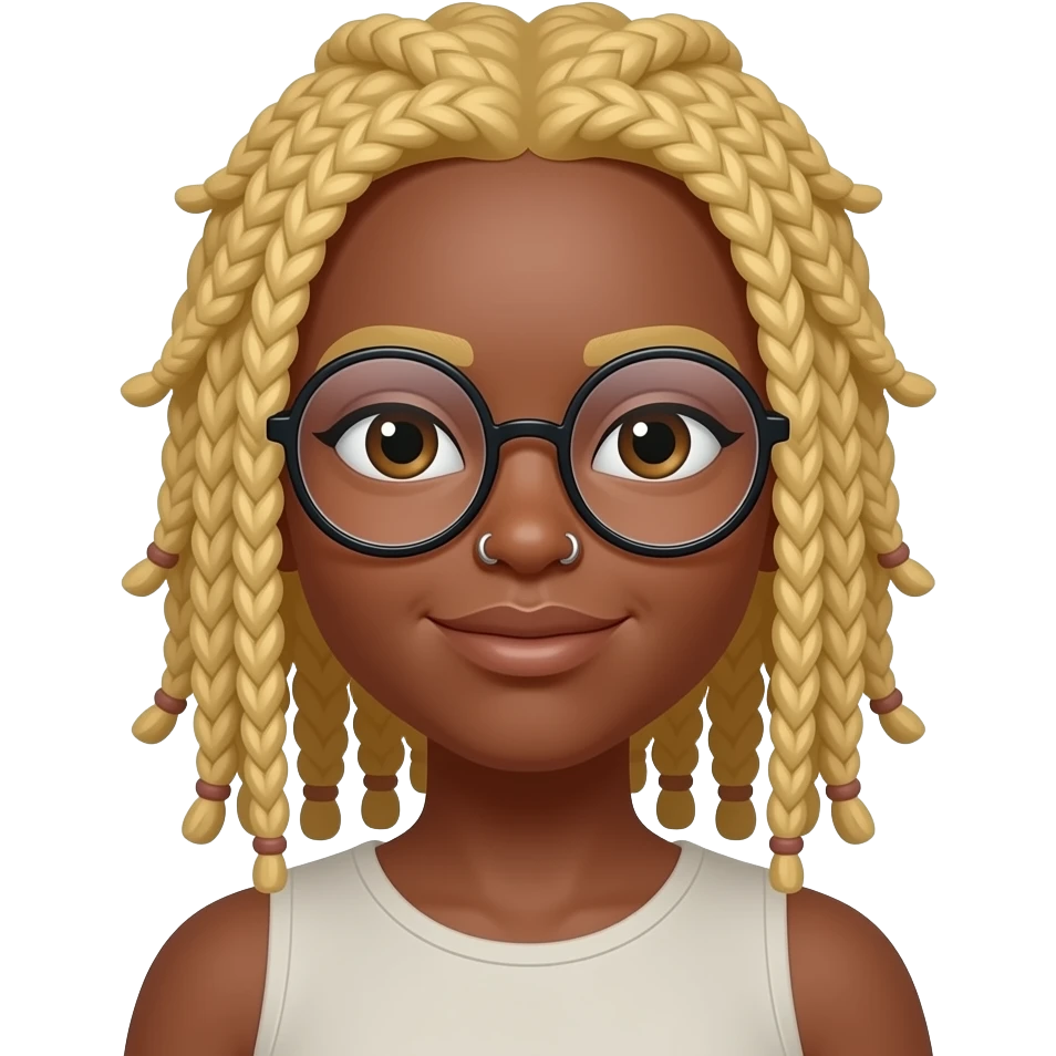 Black girl with blonde locs and eyeglasses and nose piercings emoji
