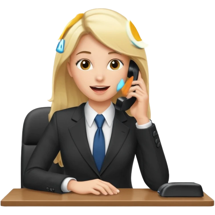 office-boss-excited-phone-desk-blonde emoji