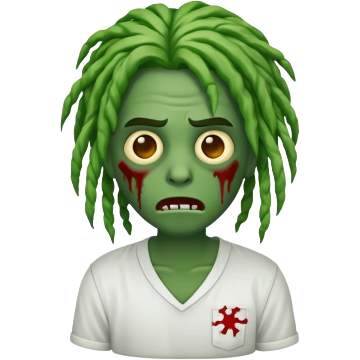 Emoji de zumbi com camisa branca locs no cabelo  emoji