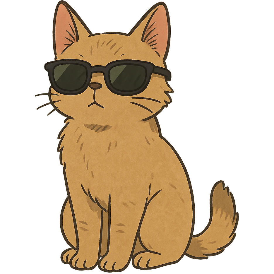 ghibli style cat wearing sunglasses emoji