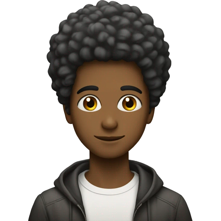 persona joven de color con afro y gaf emoji