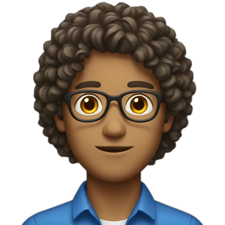 young teacher male with curly hair emoji