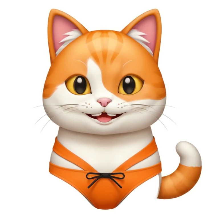 funny cat wearing a one piece sushi swimsuit emoji