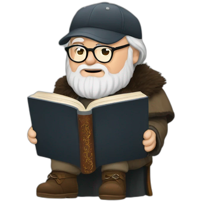 George R.R. Martin reading "game of thrones" book emoji