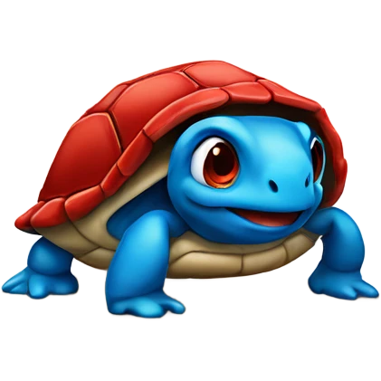 Red Turtle, with blue eyes, wearing black hooded sweatshirt  emoji