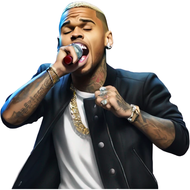 Hyper Realistic Chris Brown on stage singing  emoji