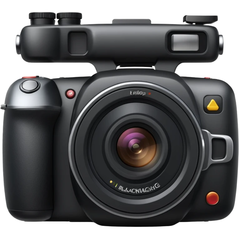 Blackmagic Pocket Cinema Camera, front view, lens visible, emoji style emoji