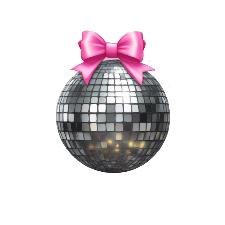 Disco ball with pink bow on top emoji