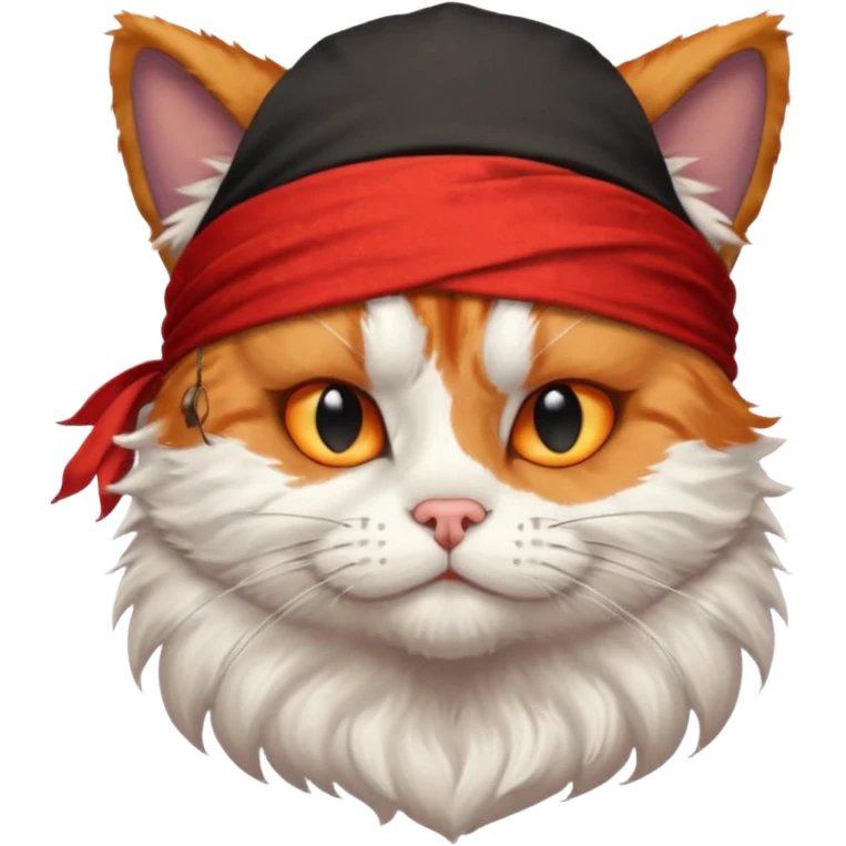pirate cat with one eye closed with band emoji