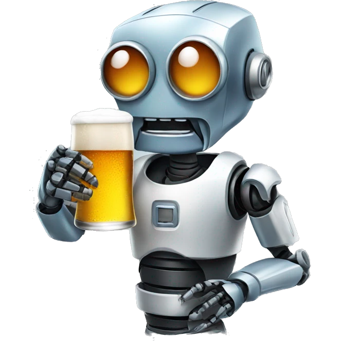 Robot drinking a beer emoji