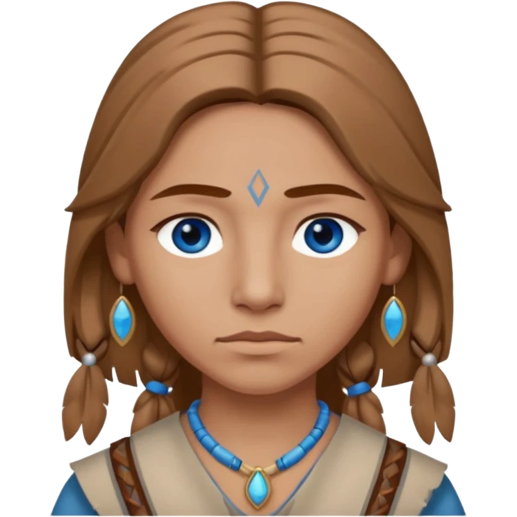 can you make a pale native American emoji with light brown hair and blue eyes  emoji