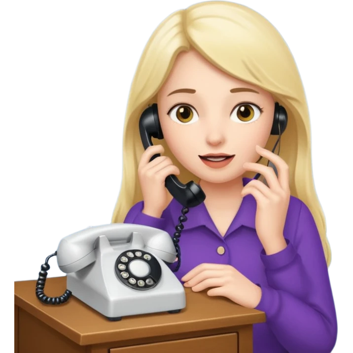 girl talking on telephone in her room emoji