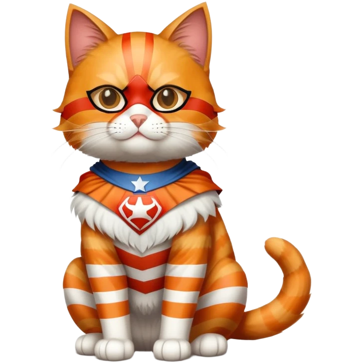 cat full body sitting with superhero mask emoji