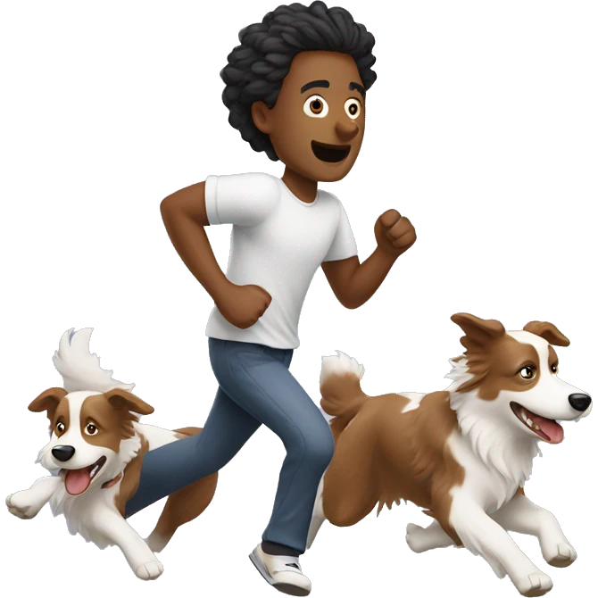 Man running with two border collies  emoji