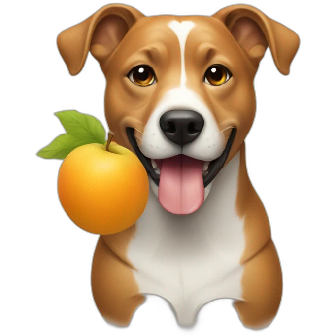 Dog eating whole fruit emoji