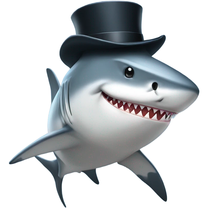 Shark with a top hat emoji