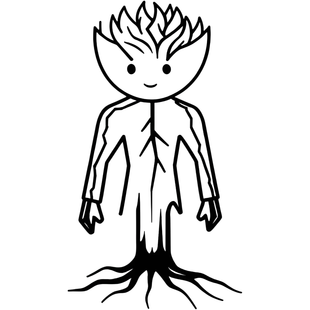 person grounded in nature with roots, strong and resilient emoji