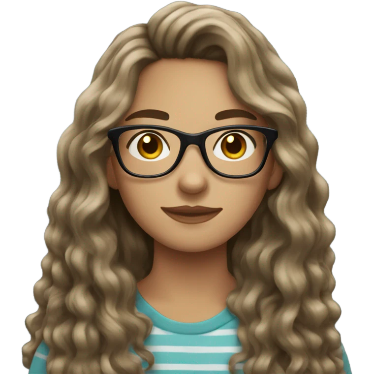 brunette wavy hair teenager with glasses  emoji