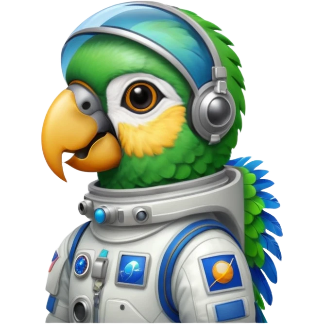 parrot with astronaut suit emoji