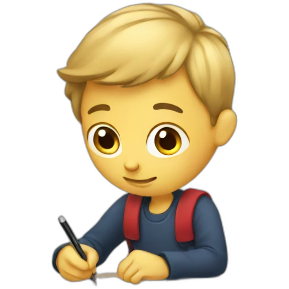 Boy making notes emoji