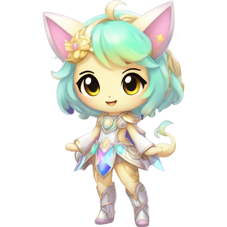 Cute Kawaii Chibi Anthro Sona Colorful Ethereal Pretty see Godly Celestial Shiny Fakemon Full Body emoji