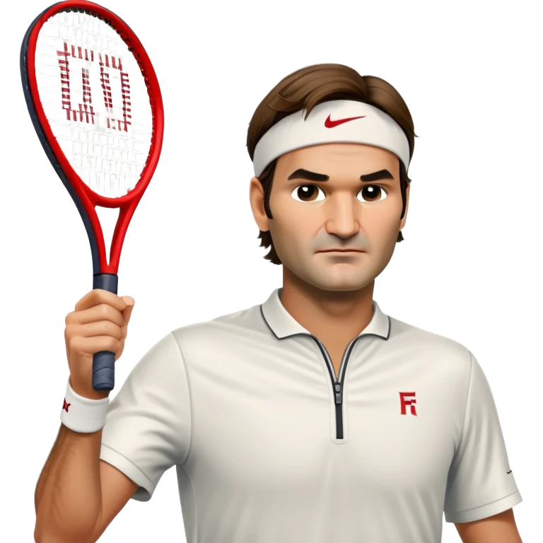 Roger Federer face, with racket emoji