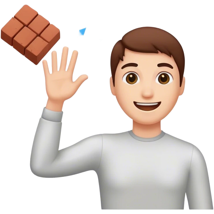 happy face throwing a brick at the screen emoji