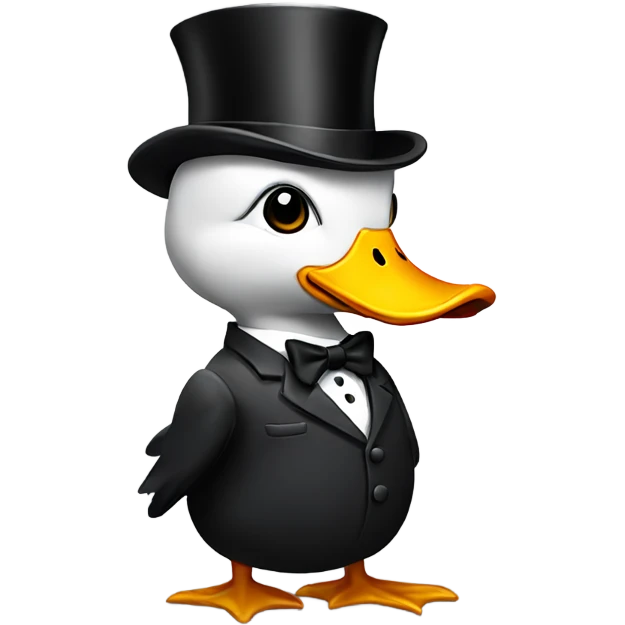 A duck wearing a top hat and a suit while smoking emoji