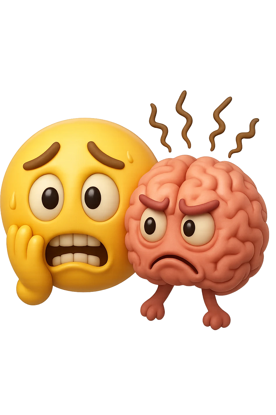 emoji 3d stile iphone di ansia/cervello con ansia emoji