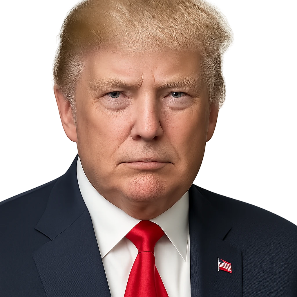 portrait of Donald Trump with recognizable features and neutral expression emoji
