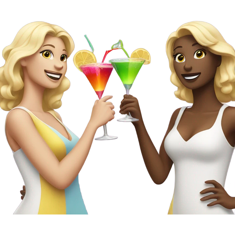 2 dancing blonde ladies with cocktails  emoji