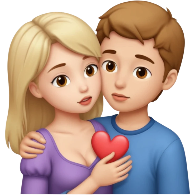 Boy kissing on girl boob emoji