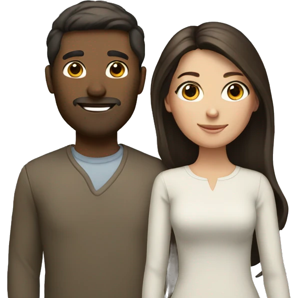 Brunette white couple emoji
