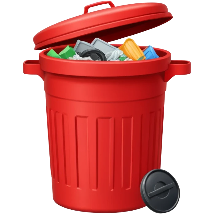 Red trash can with opened lid emoji