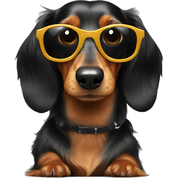Long haired dachshund wearing sunglasses  emoji