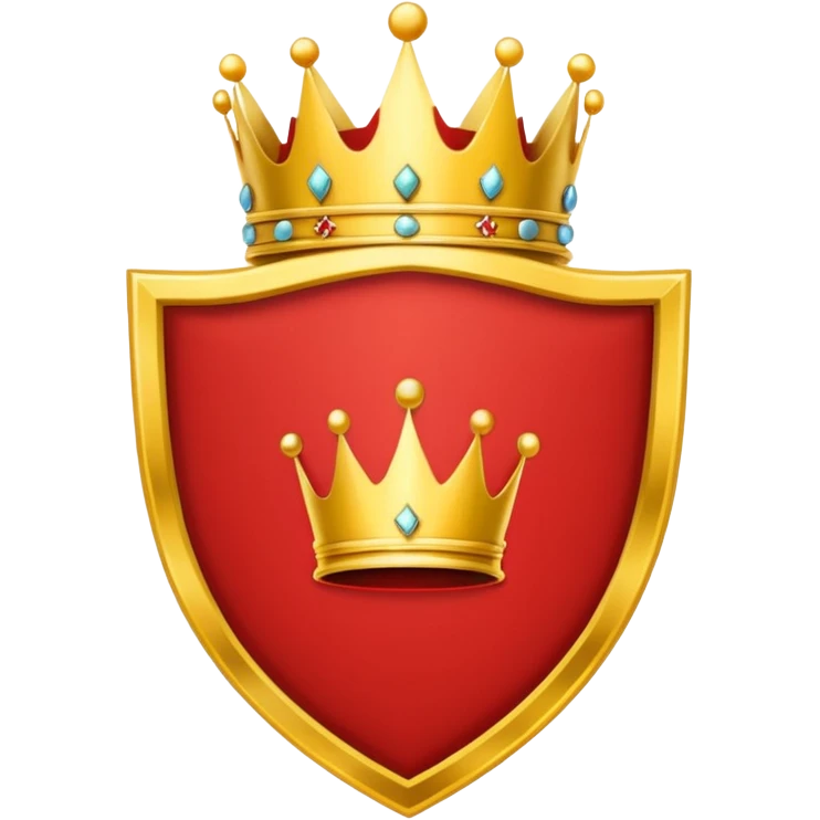 red flag with a crown on  a shield maked with a yellow chains emoji