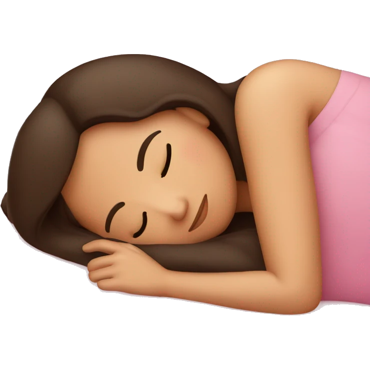 Brunette girl sleeping on pink pillow emoji