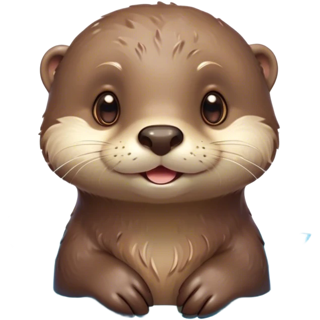Cinematic Cute Otter Portrait Emoji, Head tilted playfully and inquisitively, featuring a glossy, streamlined brown Fur with a cute, twitching nose and round, sparkling eyes filled with curiosity, Simplified yet irresistibly adorable features, highly detailed, glowing with a warm, friendly glow, high shine, affectionate and sprightly, stylized with a touch of aquatic whimsy, bright and endearing, soft glowing outline, capturing the essence of a mischievous yet loving otter, so playful it feels like it could splash out of the screen and into your arms! emoji