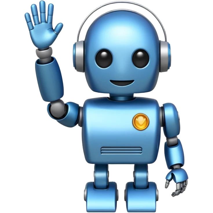 friendly robot waving, emoji style emoji