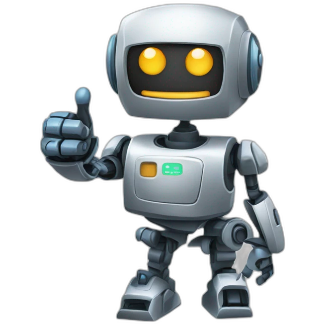 https://emojis.sh/p/fyos99FpSD - Based on this emoji, make a happy robot emoji with a thumbs up emoji