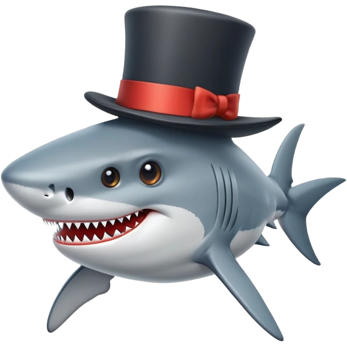 Shark with a top hat emoji