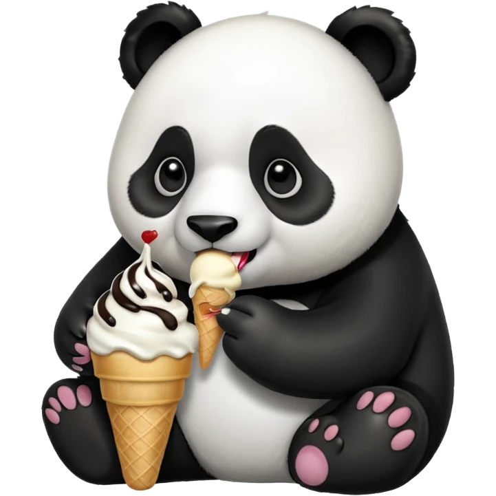 Panda eating ice cream emoji