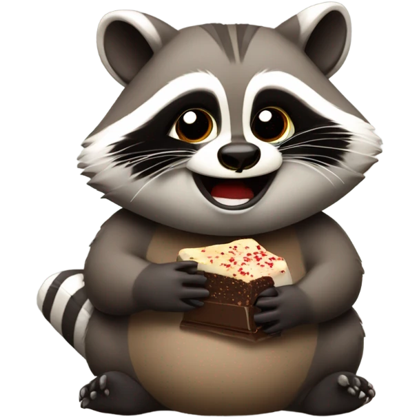 Chubby raccoon eating chocolate emoji