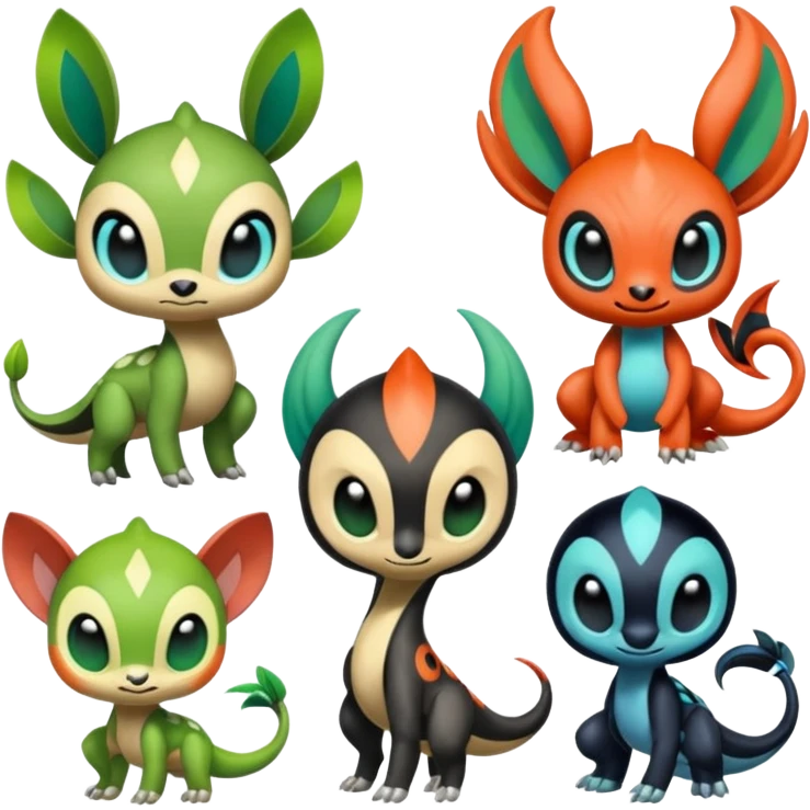 Colorful Exotic Meloetta-Terrakion-Virizion-Venom-Stitch-Fakémon-creature-hybrid emoji