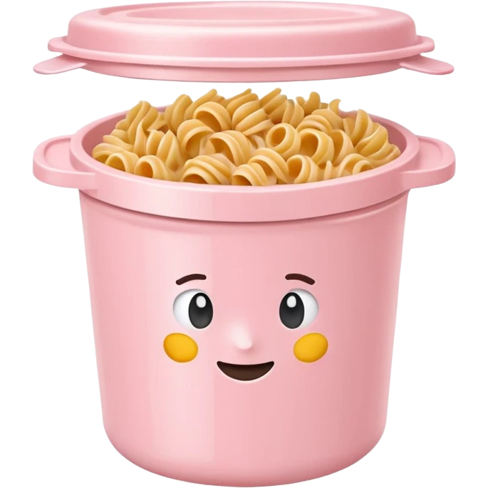 pastel pink food container with pasta inside emoji