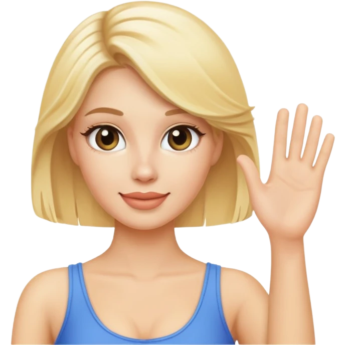 blonde cam model waving emoji