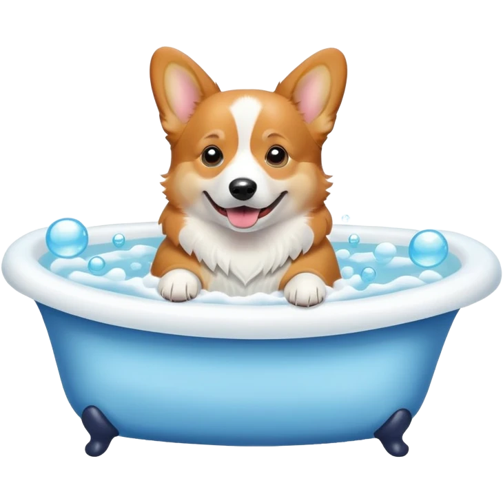Corgi in a bath emoji