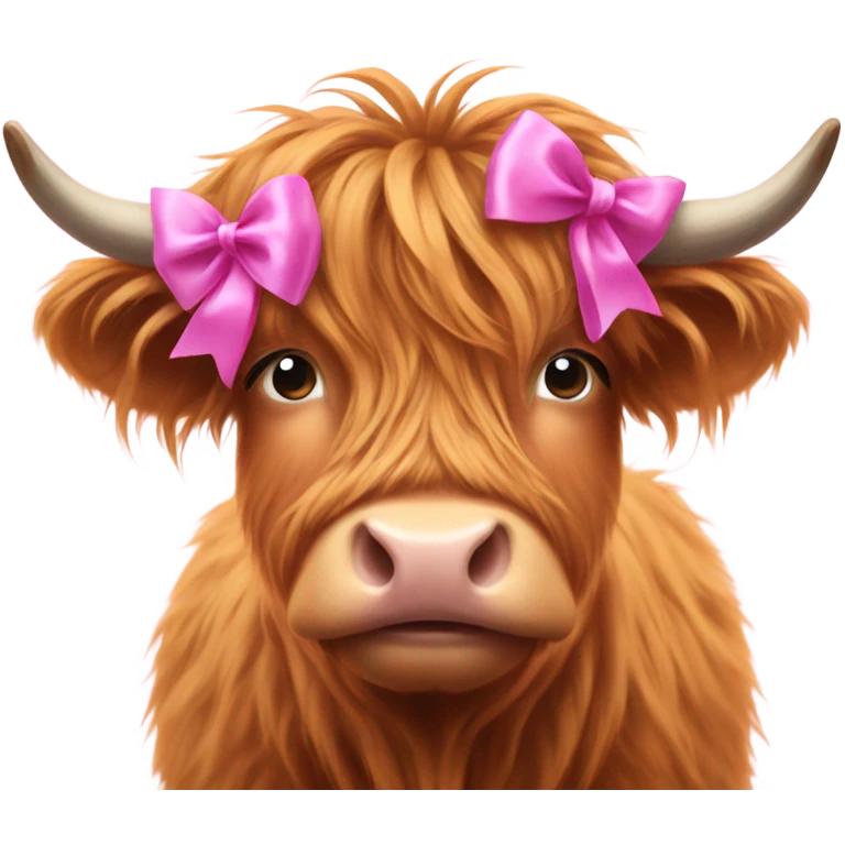 Highland cow with a pink bow on its head  emoji