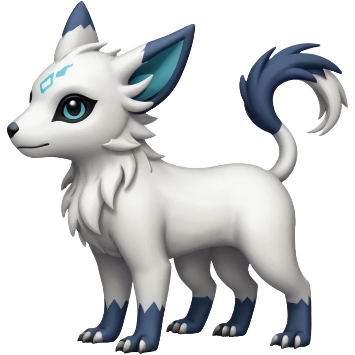 Plain dull neutral White with black markings Linoone-Absol-Trico-Hybrid (Full body) emoji