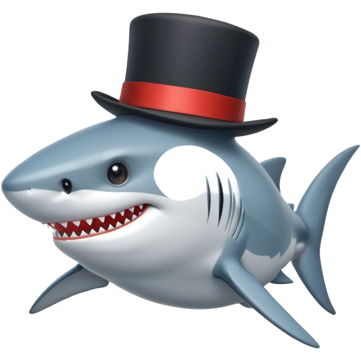 Shark with a top hat emoji